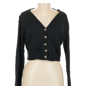 Wild Fable Black Cropped Cardigan with Button Front